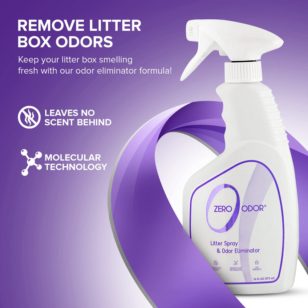– Litter Odor Eliminator - Permanently Eliminate Litter Odors with Best Patented Molecular Technology - Pet Safe & Works on all types of litter, 16oz (Over 400 Sprays)