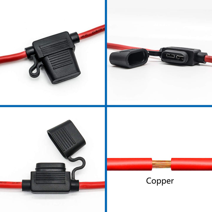 10 Pack 16 AWG Inline Fuse Holder - 12 Volts Fuse Holder for 10A Blade Fuse