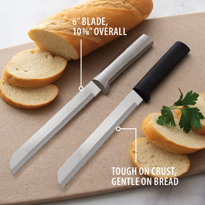 Rada Cutlery Bread Knife Stainless Steel Serrated Blade with Aluminum, Pack of 1, Silver Handle