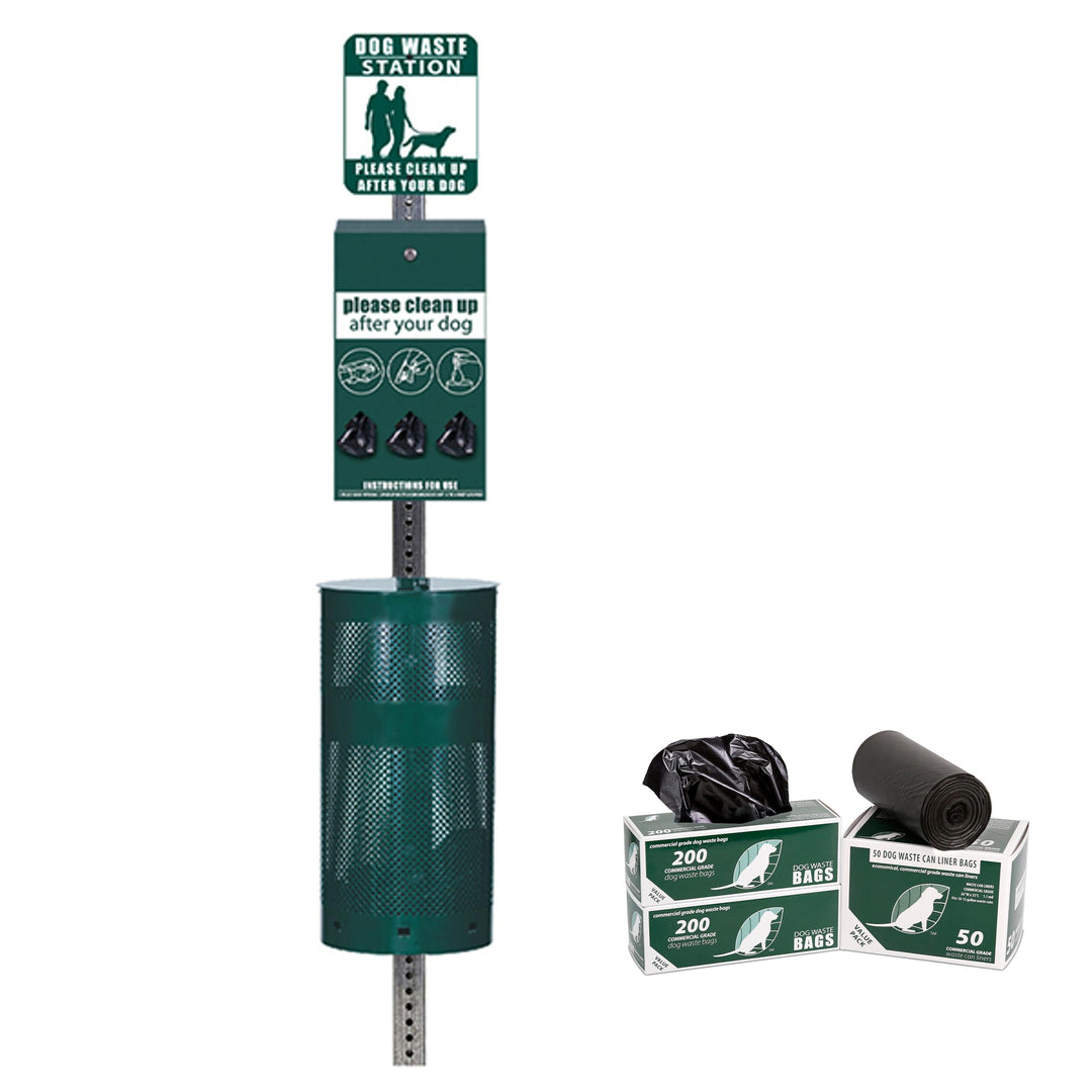 - Rust Proof Aluminum Dog Waste Station for Roll Bags (Most Popular Bags) - Free 400 Waste Bags &amp; 25 can Liners - Over 500k Sold in USA (Green)