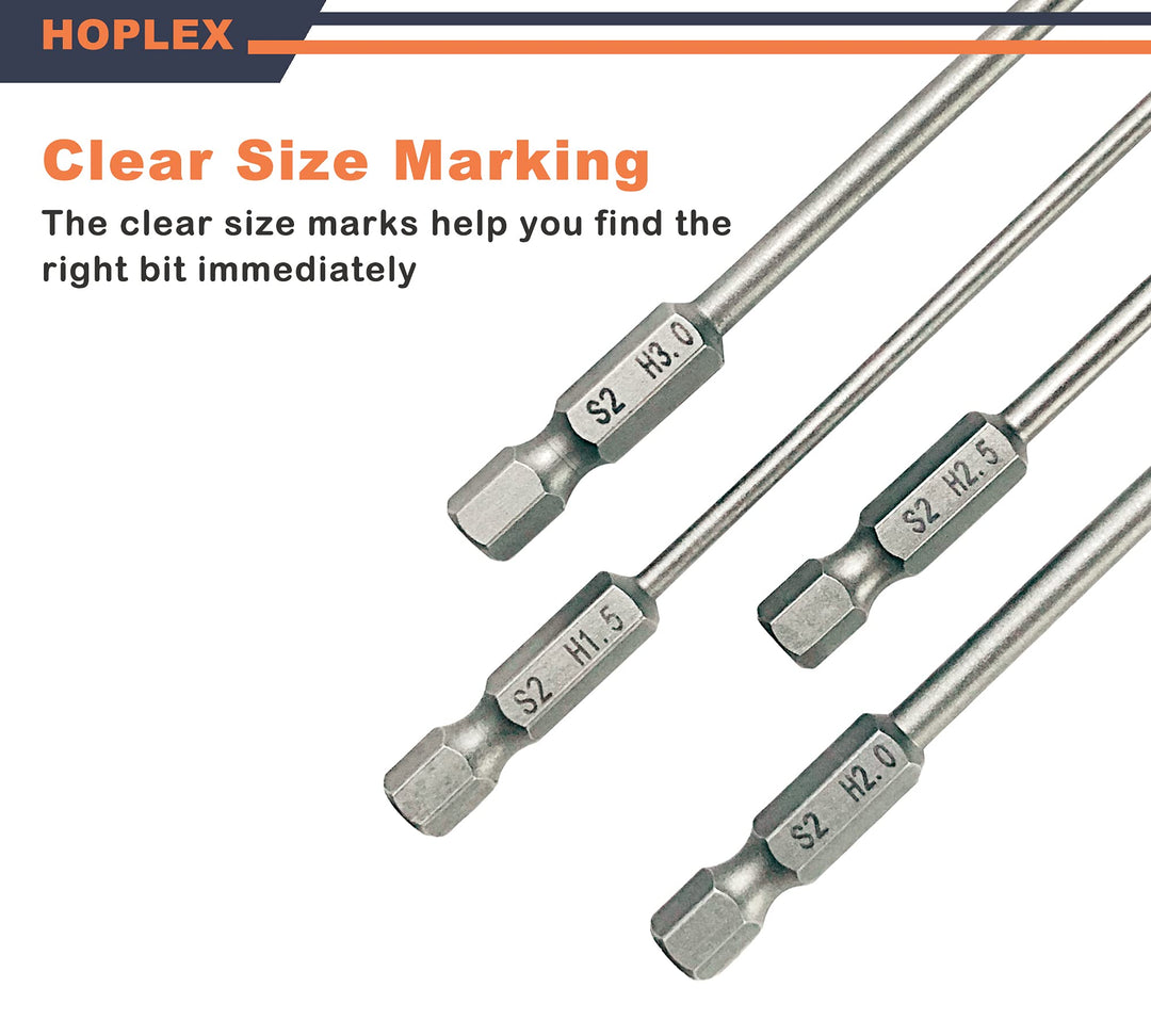 RC Hex Bit Set 1.5, 2.0, 2.5 &amp; 3.0mm Hex Head Allen Wrench Drill Bit S2 Steel 1/4 Hex Shank 4.3 Long for Screwdrivers Bit Electric Screwgun/Power Drill RC Repair Working Tools