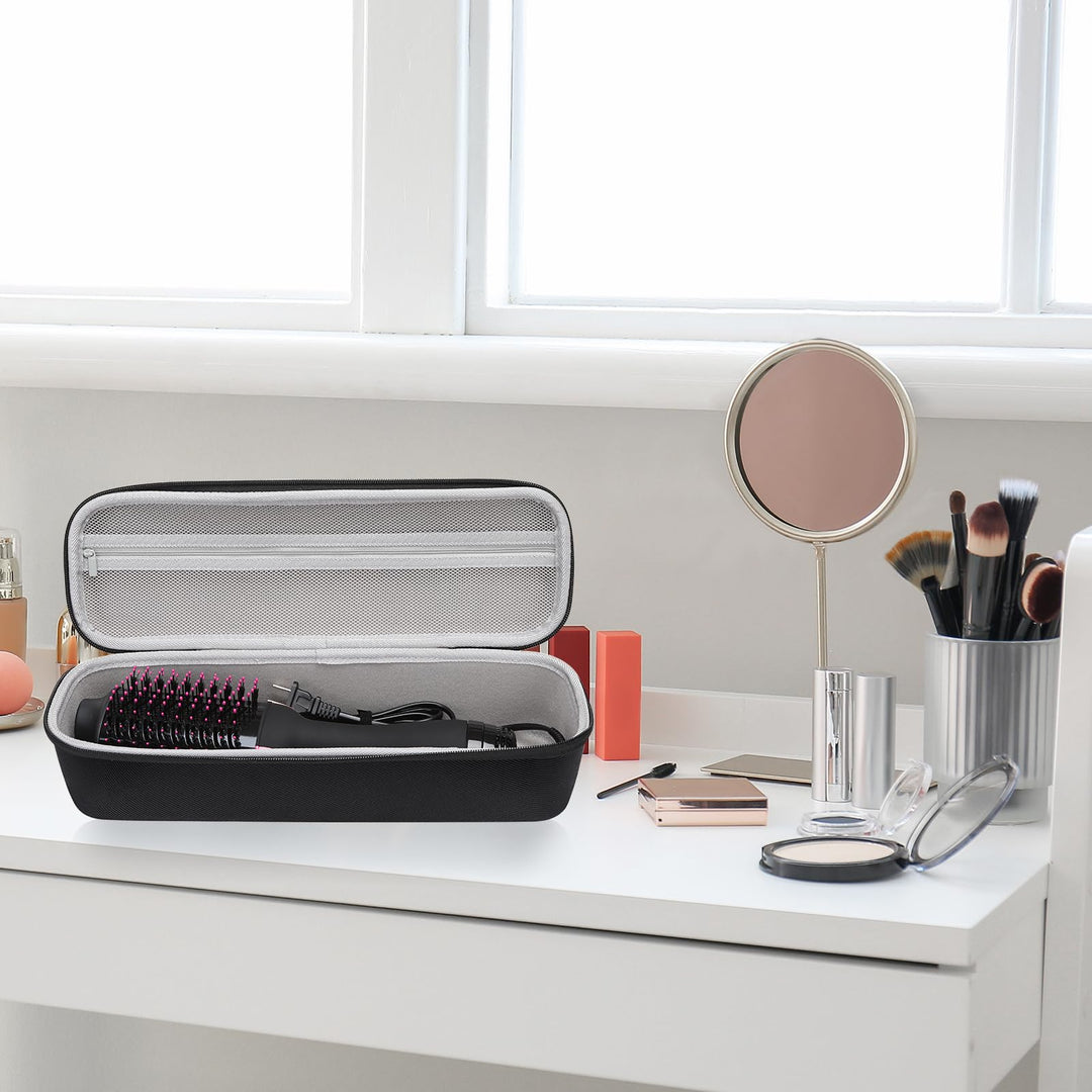 Hard Travel Case Storage Bag Compatible with Revlon One-Step Hair Dryer Brush 1.0 &amp; PLUS 2.0, EVA Carrying Case Cover Protective Hard Shell Sleeve with Hot Air Brush Pouch, Black