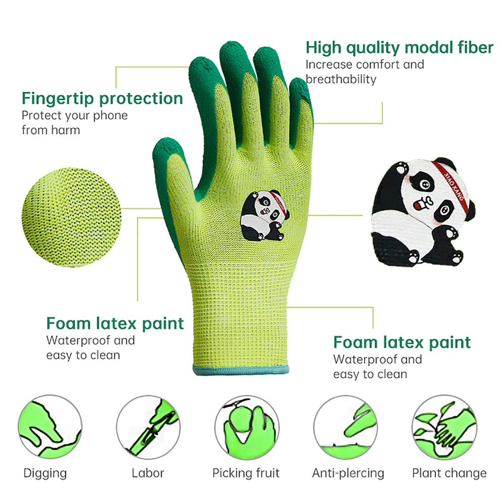 2 Pairs Age 3-5 Kids Gardening Gloves, EN388 2131X Outdoor Protective Work Gloves with Breathable Micro-Foam Coating for Gardening, General Purpose, Courtyard