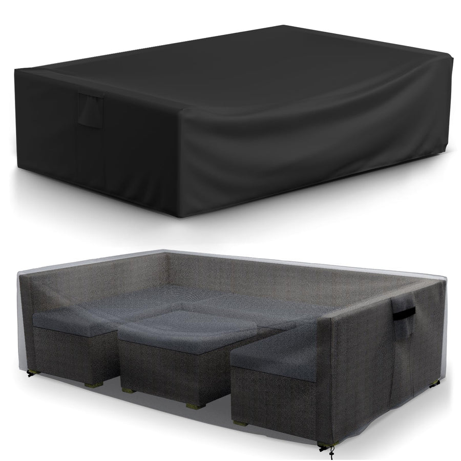 Outdoor Furniture Cover Waterproof, Patio Sectional Cover, 500D Heavy Duty Patio Furniture Cover, 110 L x 84 W x 29 H, Rectangular Patio Cover for Outdoor Furniture Set -Black