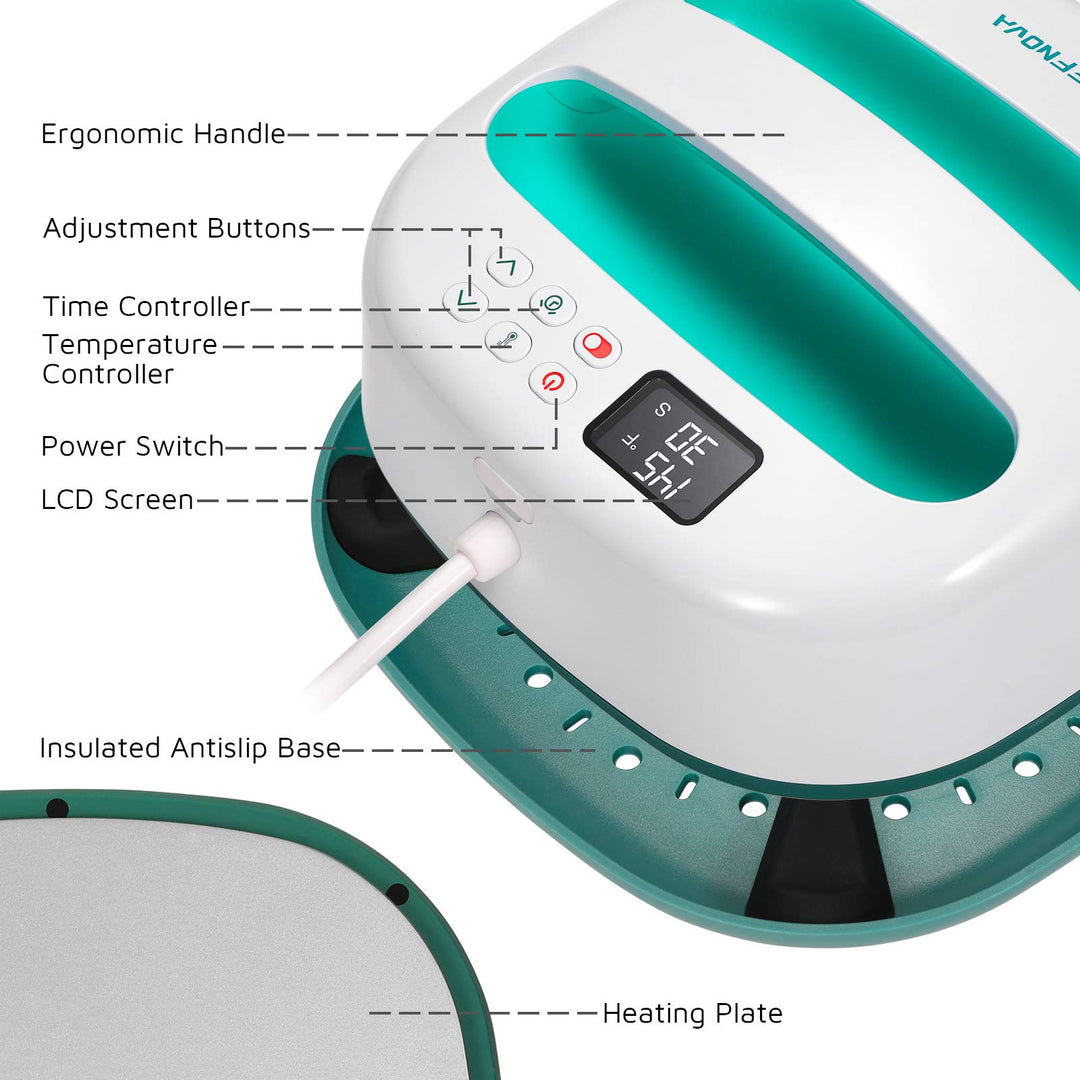 Heat Press Machine for T-Shirts, Portable 9x9 Iron-on Press for HTV Vinyl and Heat Transfer Sublimation for Tote Bags, Hat, DIY Projects