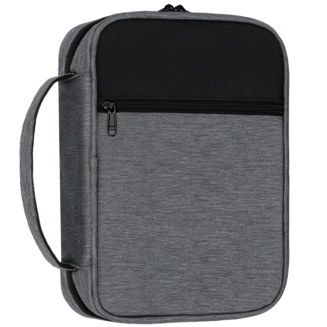 Bible Cover, Standard Size Polyester Bible Case with Internal Compartments and Zippers, Bible Cover Case for Women (Gray)