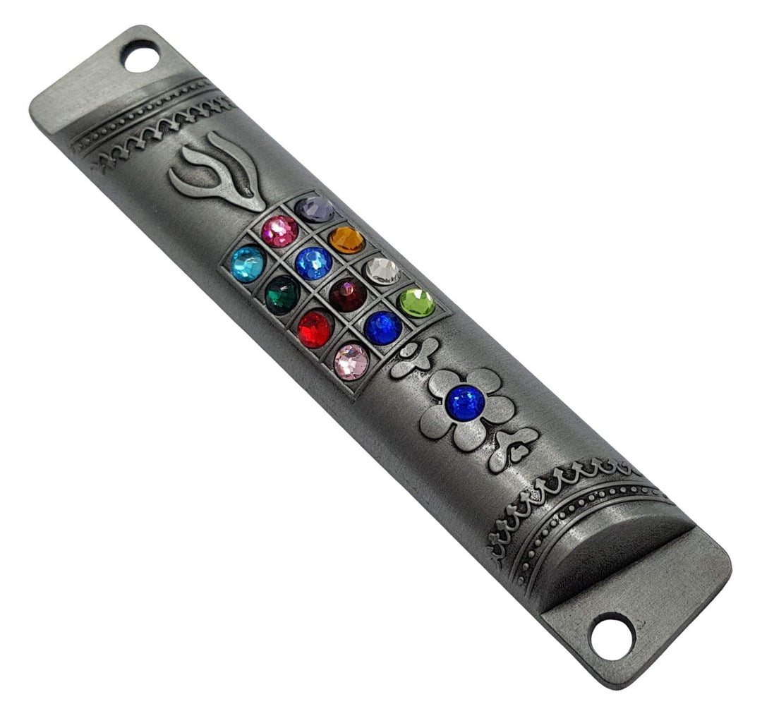TALISMAN4U Pewter MEZUZAH CASE with Scroll 12 Tribes of