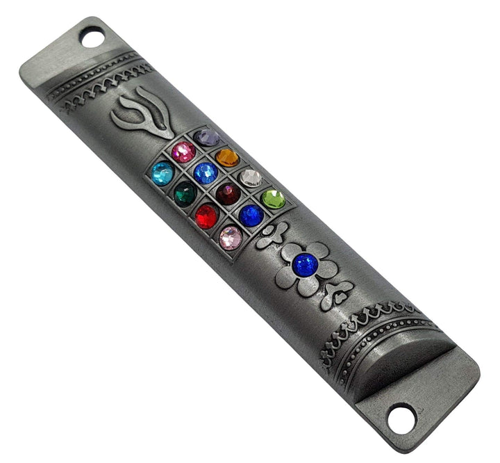 TALISMAN4U Pewter MEZUZAH CASE with Scroll 12 Tribes of