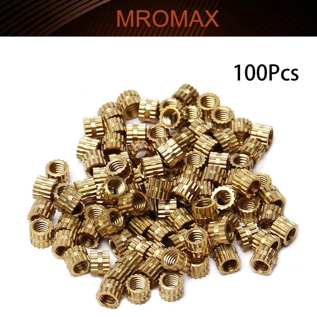 MroMax M4 Knurled Insert Nuts, M4x4x5mm M4 Female Threa