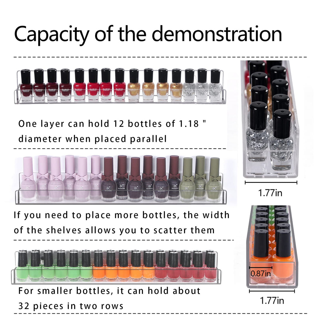 6Pcs/Set Acrylic Nail Polish Rack Wall Mounted,Lipstick Essential Oil Bottle Holder Organizer,Nail Paint Display Stand Shelf for Storage
