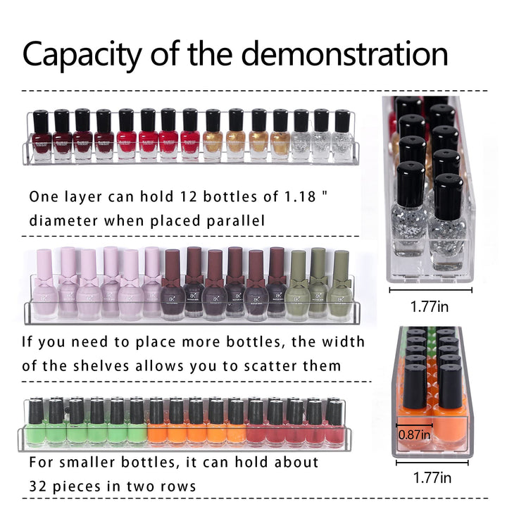 6Pcs/Set Acrylic Nail Polish Rack Wall Mounted,Lipstick Essential Oil Bottle Holder Organizer,Nail Paint Display Stand Shelf for Storage