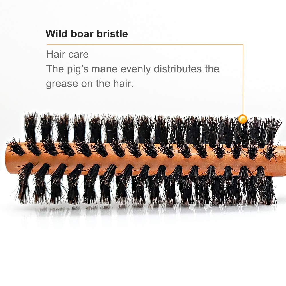 Wild Boar Bristle Small Round Brush Hair Brush - For Men, Women, Kid, Dry, Wet, Fine, Thick, Curly Hair Styling, Adding Hair Volume and Shine