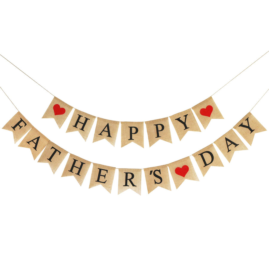 Burlap Happy Fathers Day Banner | Rustic Party Decorations Family Photo Prop Celebration