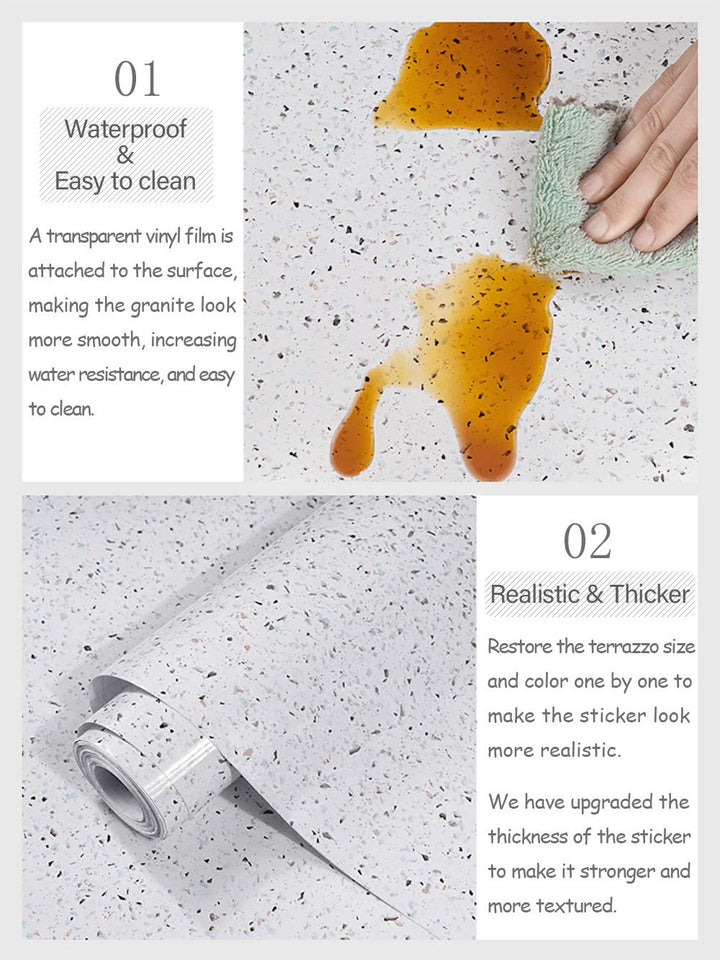 Glossy Marble Contact Paper for Countertop Marble Peel and Stick Wallpaper Granite Wallpaper White Marble Sticker Waterproof Marble Self Adhesive Wallpaper Removable15.7”×118” Easy to Install