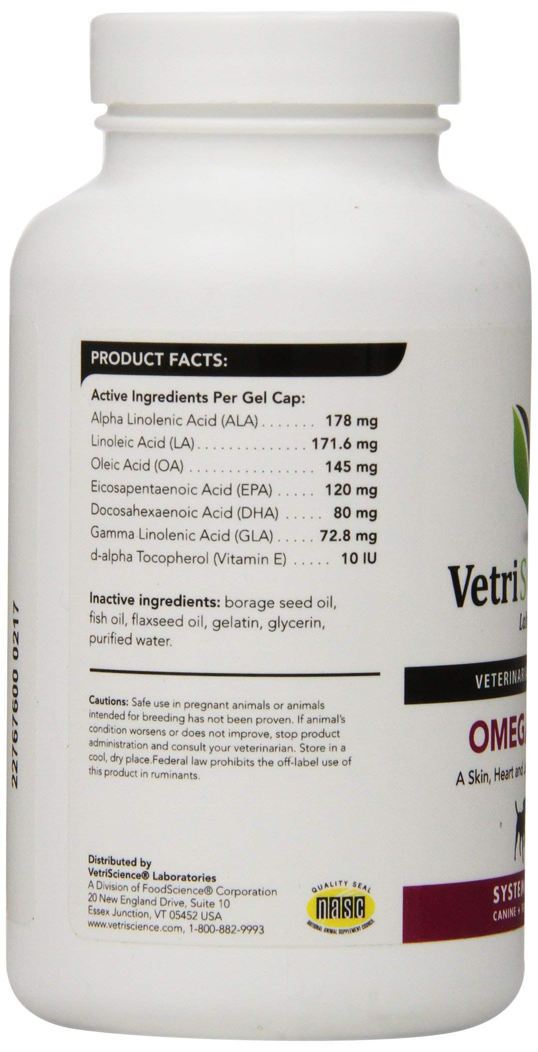 VetriScience Healthy Skin Omega 3, 6, 9 Fish Oil Supplement for Dogs and Cats, 90 Gel Capsules - Supports Healthy Skin &amp; Coat, Immune Health, and Joint Mobility