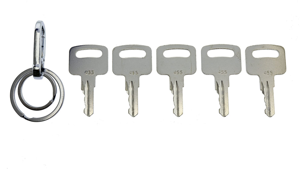 (5) Ignition Keys 455 with a Nice Keychain for Scissor Lift Boom Lifts Genie Skyjack Terex Snorkel Manlift Upright