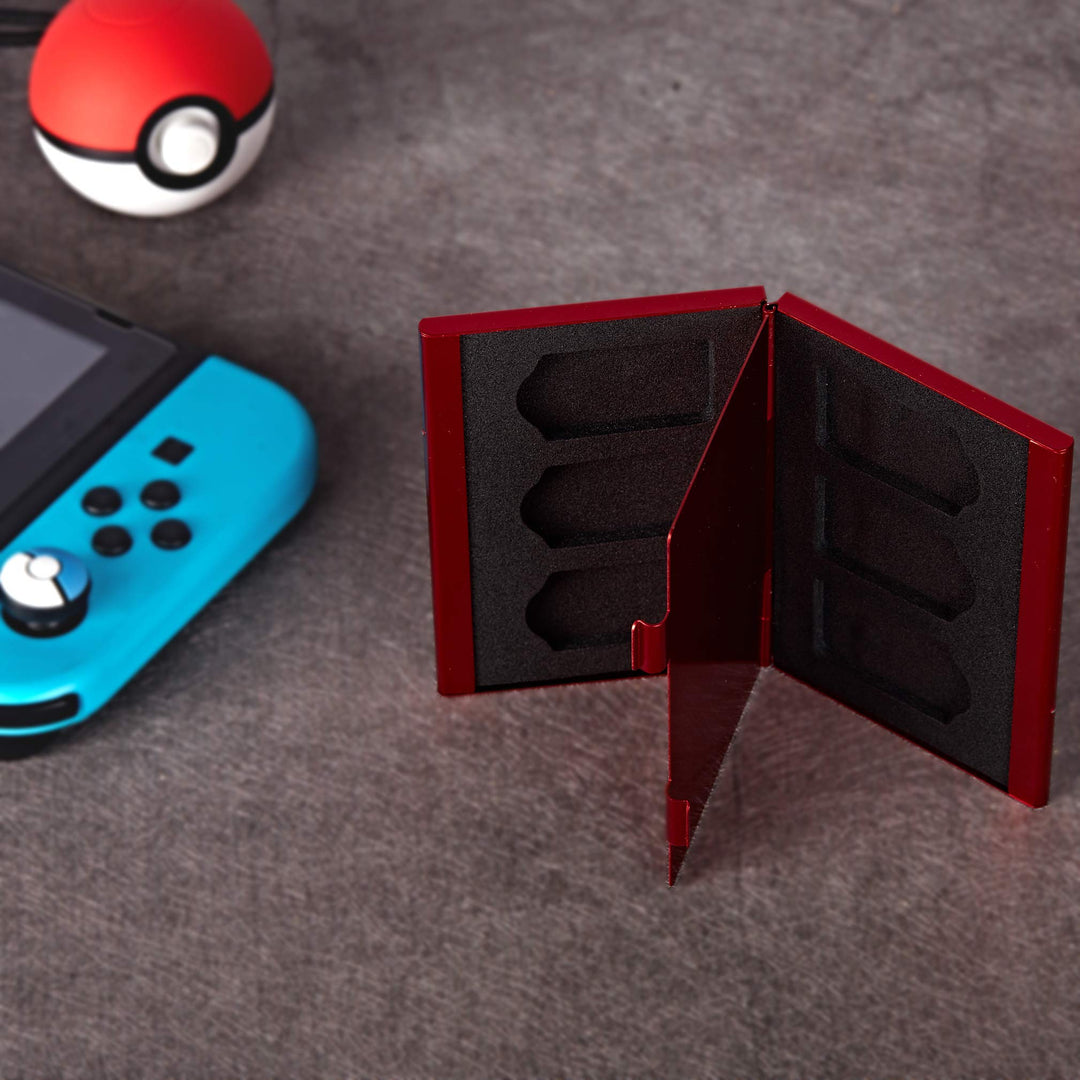 Switch Game Case Compatible with Nintendo Switch(OLED/Lite) Games Holder,Metal Switch Game Card Case with 6 game storage – Red