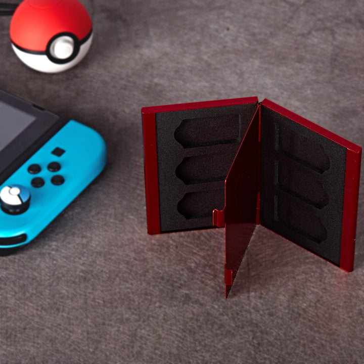 Switch Game Case Compatible with Nintendo Switch(OLED/Lite) Games Holder,Metal Switch Game Card Case with 6 game storage – Red