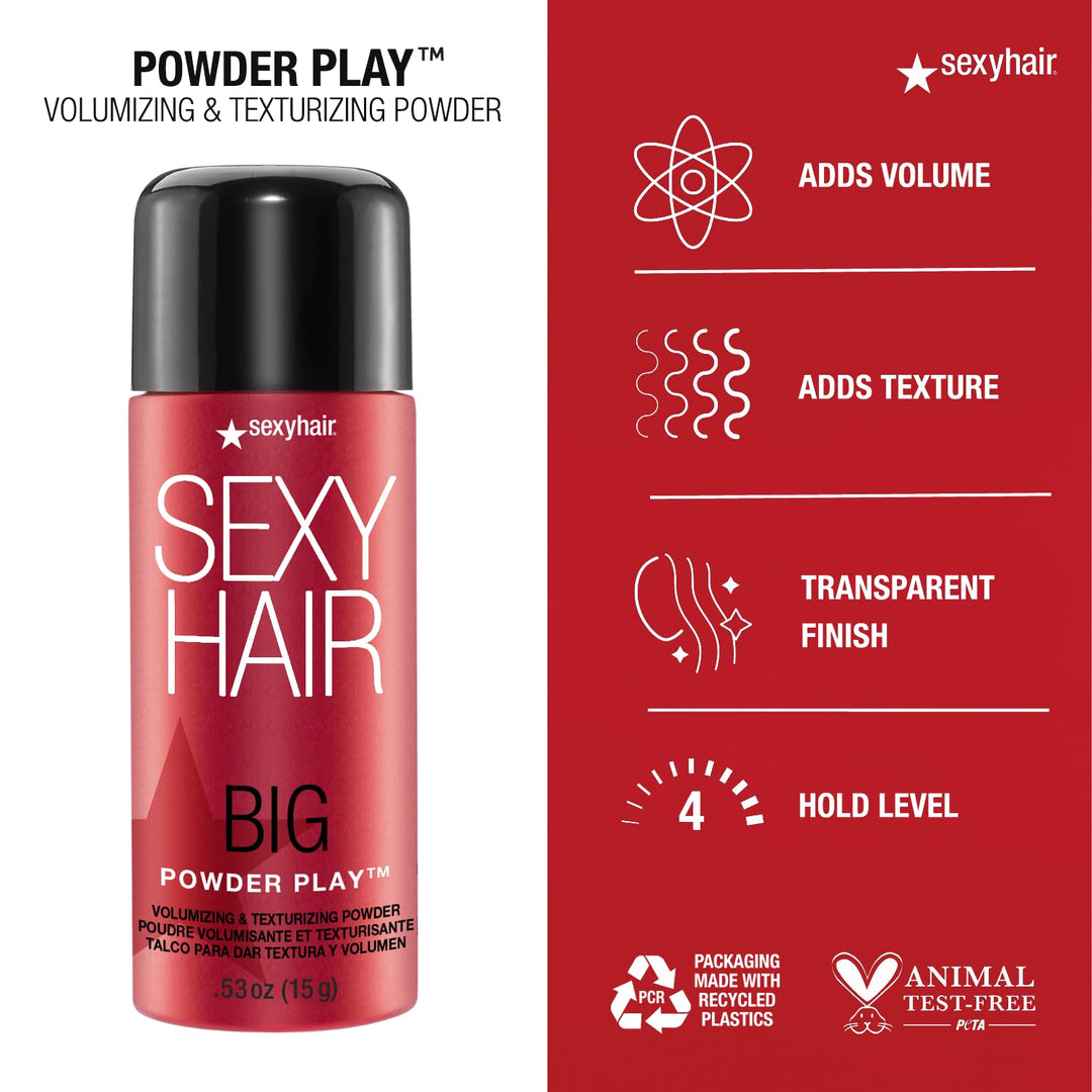 SexyHair Big Powder Play Volumizing &amp; Texturizing Powder, 0.53 Oz | Colorless on Hair | Fragrance Free | Instant Lift