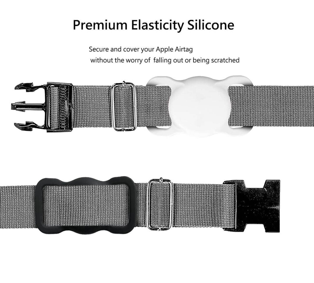 AirTag Dog Collar Holder [2 Pack] - Durable Apple AirTag Holder Secure Lock for GPS Tracking, Anti-Slip Waterproof Pet Collar Accessories (Black&amp;White)