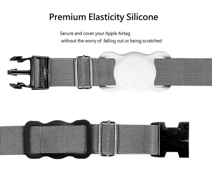 AirTag Dog Collar Holder [2 Pack] - Durable Apple AirTag Holder Secure Lock for GPS Tracking, Anti-Slip Waterproof Pet Collar Accessories (Black&amp;White)