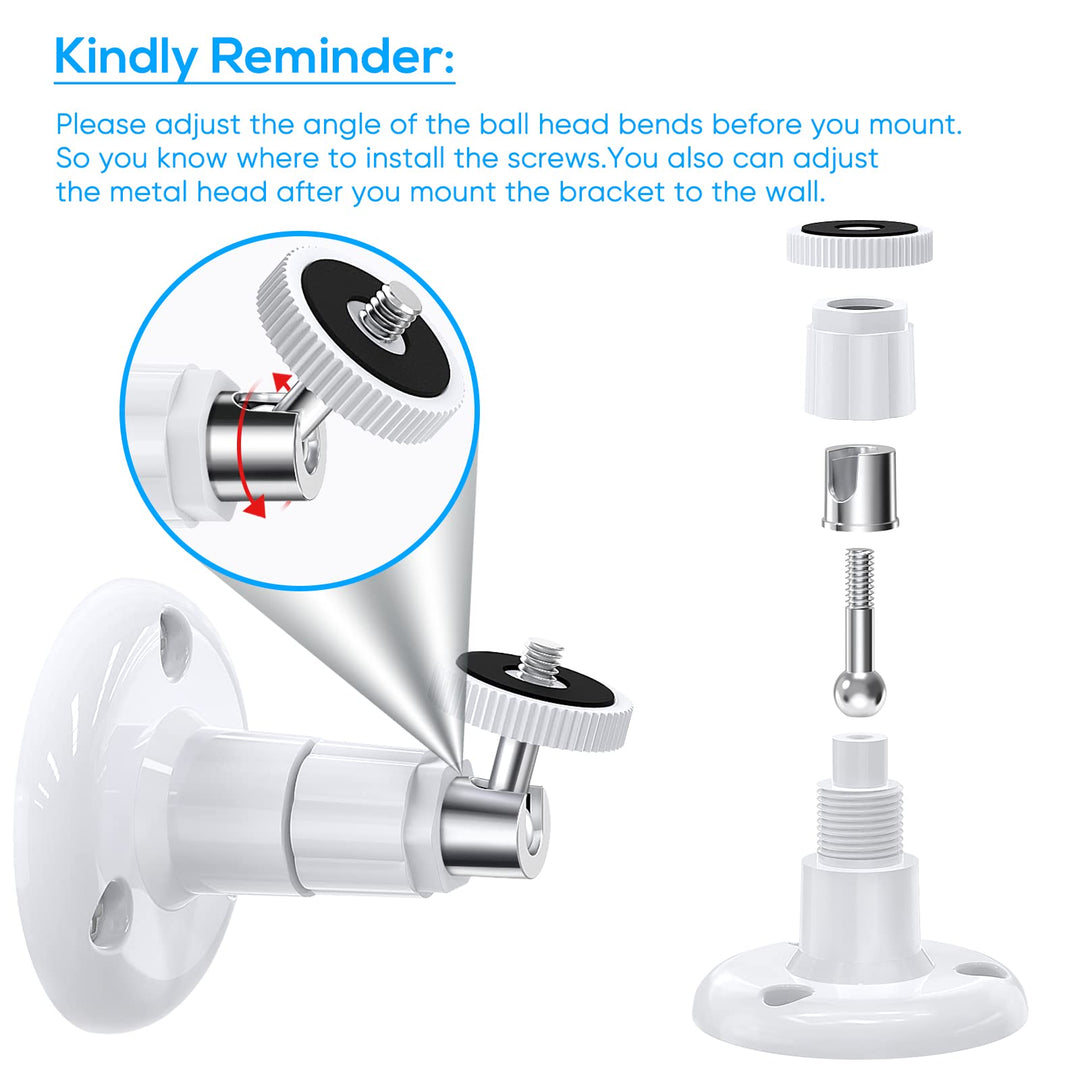 FastSnail Wall Mount Compatible with Wyze Cam Pan V3 &amp; Wyze Cam V4/V3 &amp; Wyze Cam Outdoor/Indoor, 360 Degree Swivel Adjustable Bracket for Wyze Cam and Other Camera with Same Interface 2 Pack