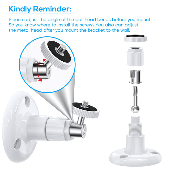 FastSnail Wall Mount Compatible with Wyze Cam Pan V3 &amp; Wyze Cam V4/V3 &amp; Wyze Cam Outdoor/Indoor, 360 Degree Swivel Adjustable Bracket for Wyze Cam and Other Camera with Same Interface 2 Pack