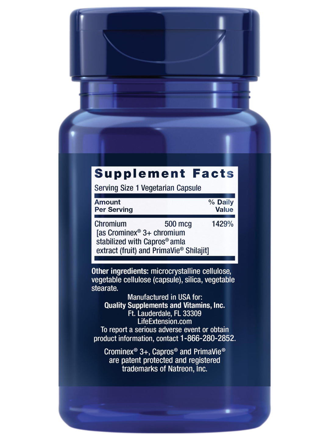 Optimized Chromium with Crominex 3+ 500 mcg, Metabolism Health, Healthy Balance, Vegetarian, Gluten Free, Non-GMO, 500 mcg, 60 Vegetarian Capsules