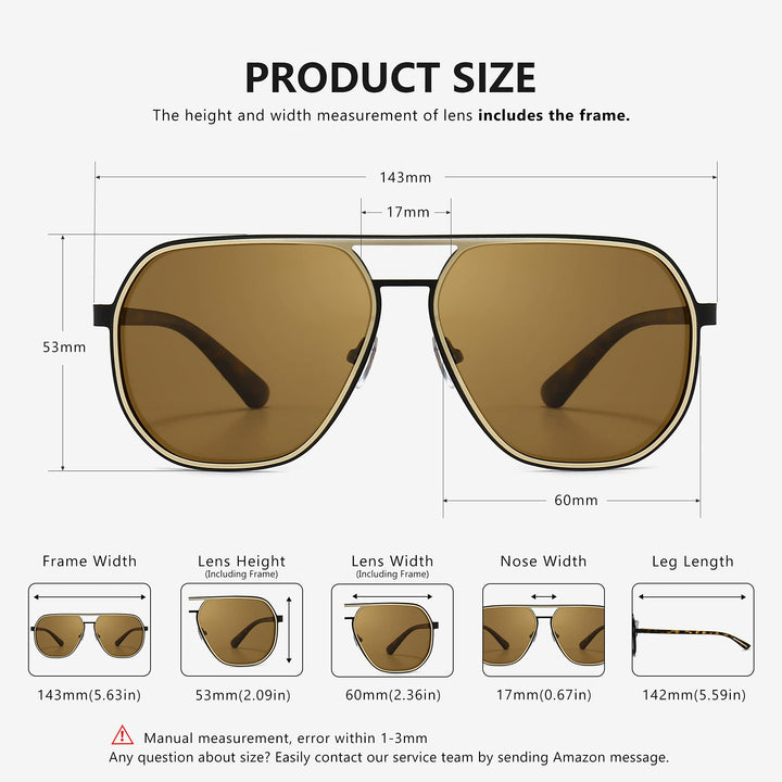 SUNGAIT Aviator Sunglasses for Men and Women, Polarized