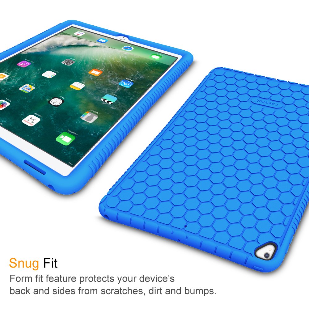 Silicone Case for 2017/2015 iPad Pro 12.9 inch (Old Model) 1st &amp; 2nd Gen - [Honey Comb Series] Lightweight Anti Slip Kids Friendly Shock Proof Silicone Protective Cover, Blue