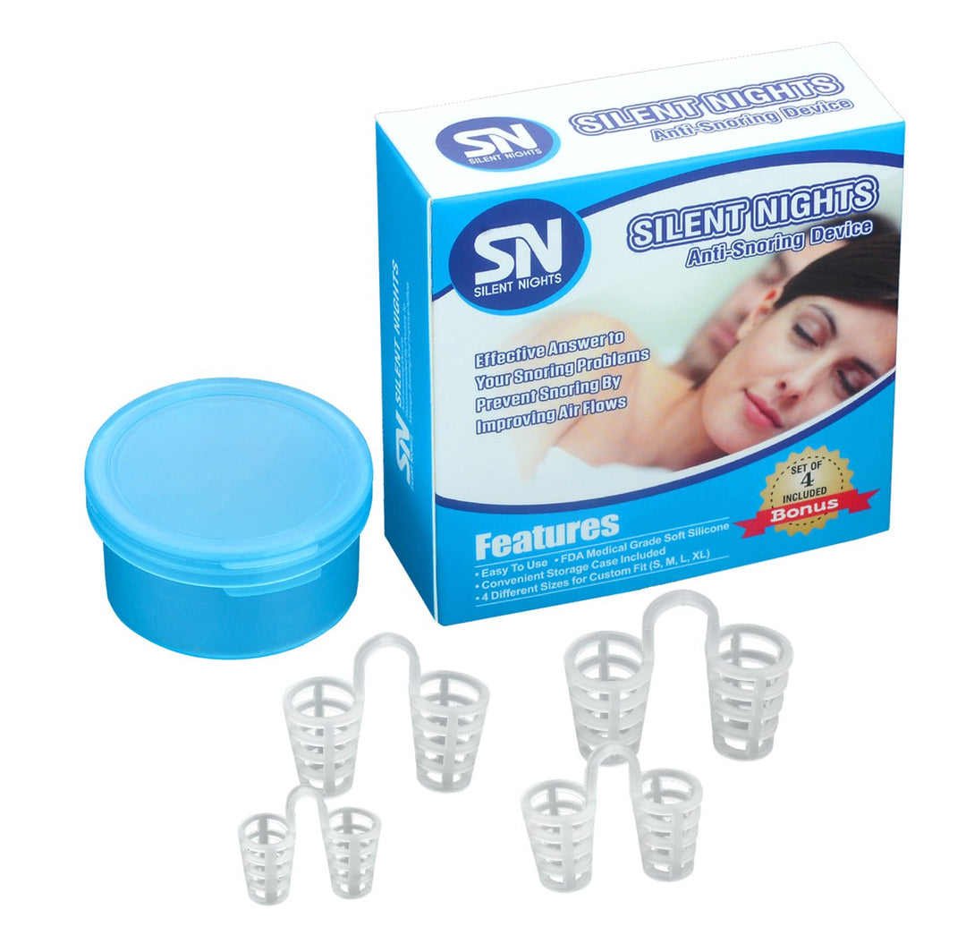 Best Anti Snoring Device - Stop Snore Solution - Sleep Better Aids - Anti-Snore Remedy Devices - 4 Nose Vents Nasal Dilator - Breathing Sleeping Relief