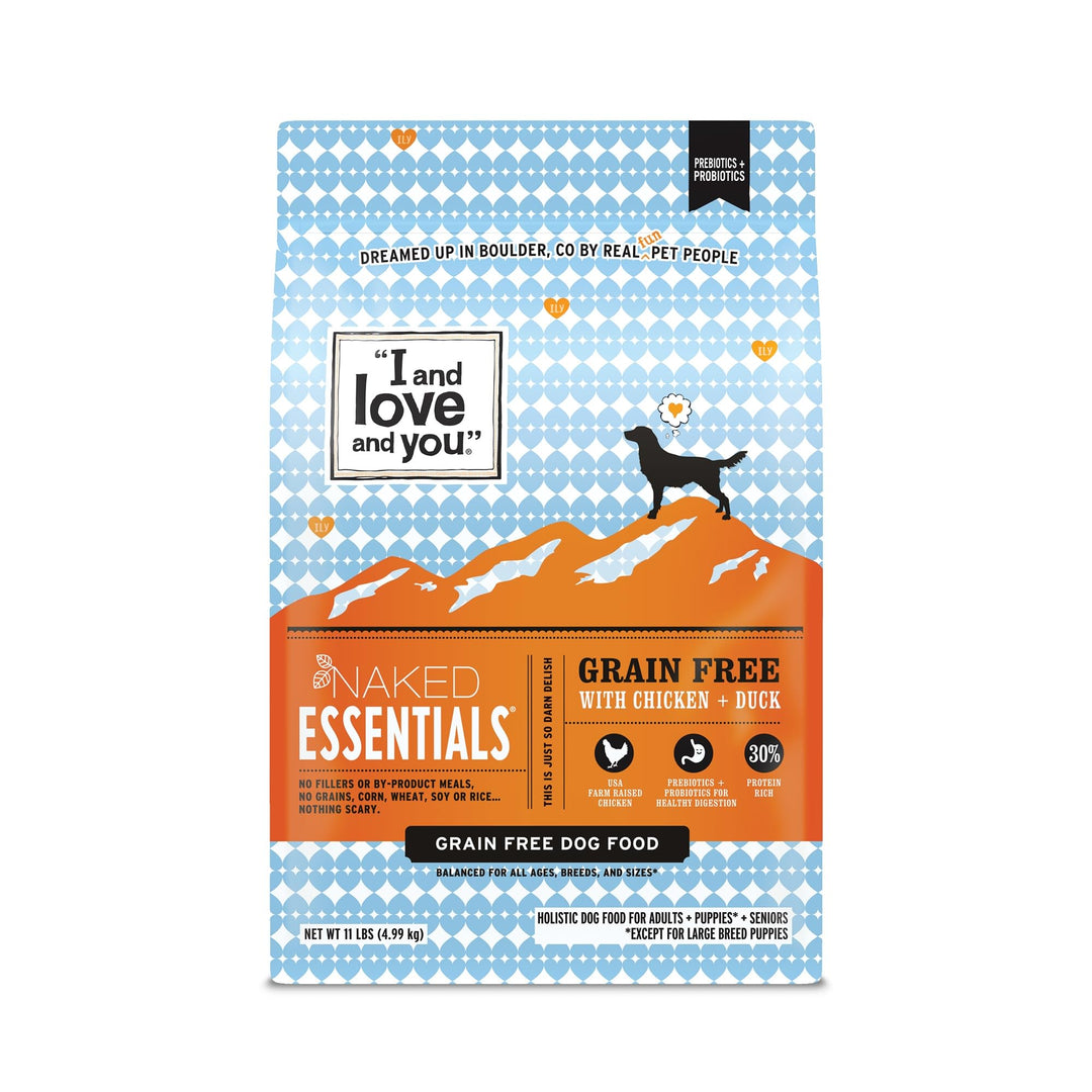 I and love and you Naked Essentials Dry Dog Food - Chicken + Duck - High Protein, Real Meat, No Fillers, Prebiotics + Probiotics, 11lb Bag