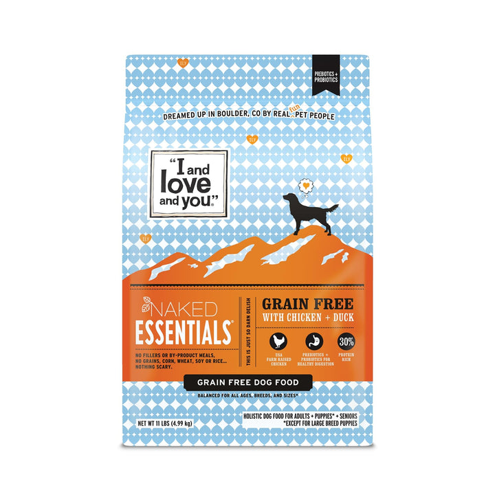 I and love and you Naked Essentials Dry Dog Food - Chicken + Duck - High Protein, Real Meat, No Fillers, Prebiotics + Probiotics, 11lb Bag
