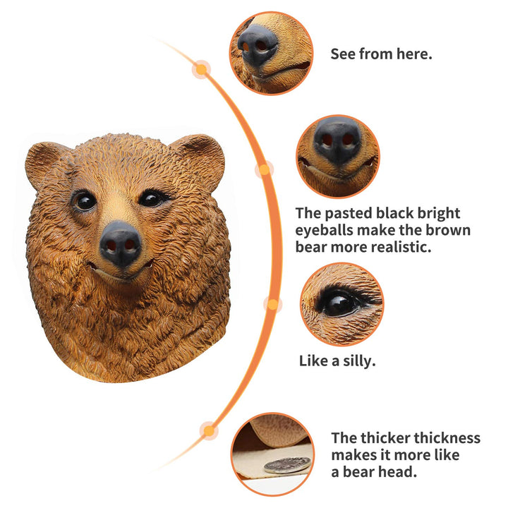 Deluxe Halloween Costume Party Latex Animal Head Mask Brown Bear
