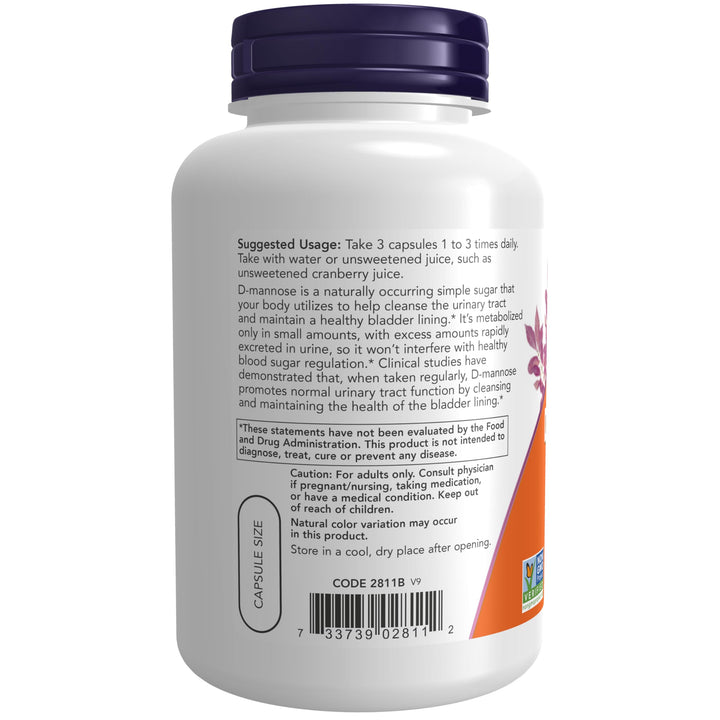 NOW Foods Supplements, D-Mannose 500 mg, Non-GMO Projec