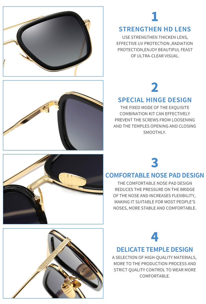 Dollger Vintage Aviator Square Sunglasses for Men Women