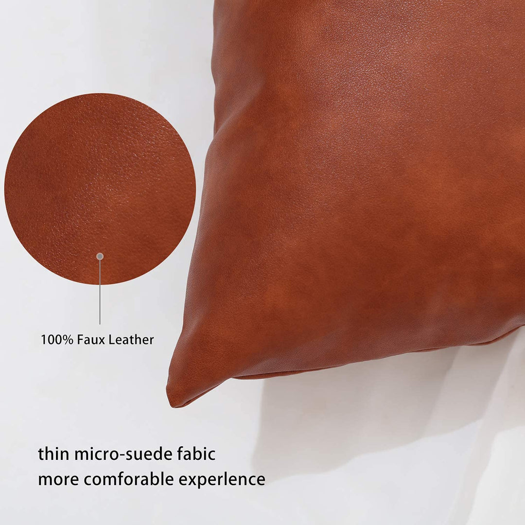 Boho Throw Pillow Covers 20 x 20 Set of 4,Faux Leather Throw Pillow Covers,Modern Farmhouse Decorative Pillow Cover Sets for Living Room Couch Sofa Bed,Black and White Pillow Covers