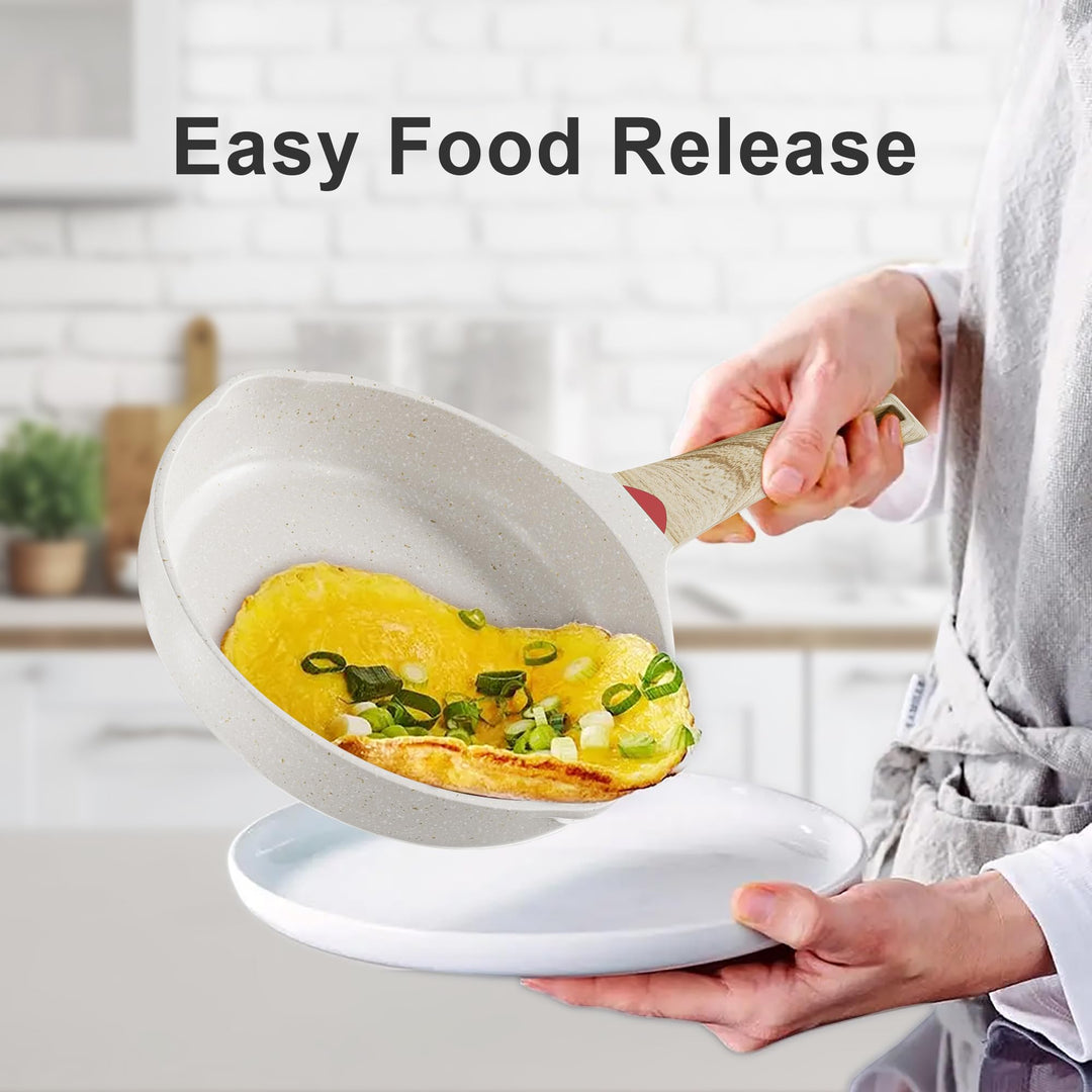 Nonstick Granite Frying Pan Skillet, Non Stick Omelette Fry Pans, Omelet Egg Pan, Stone Cookware Chef&#39;s Pan, Induction Compatible, PFOA Free (Gray, 11 Inch)