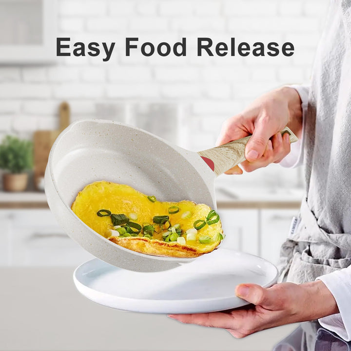 Nonstick Granite Frying Pan Skillet, Non Stick Omelette Fry Pans, Omelet Egg Pan, Stone Cookware Chef&#39;s Pan, Induction Compatible, PFOA Free (Gray, 11 Inch)