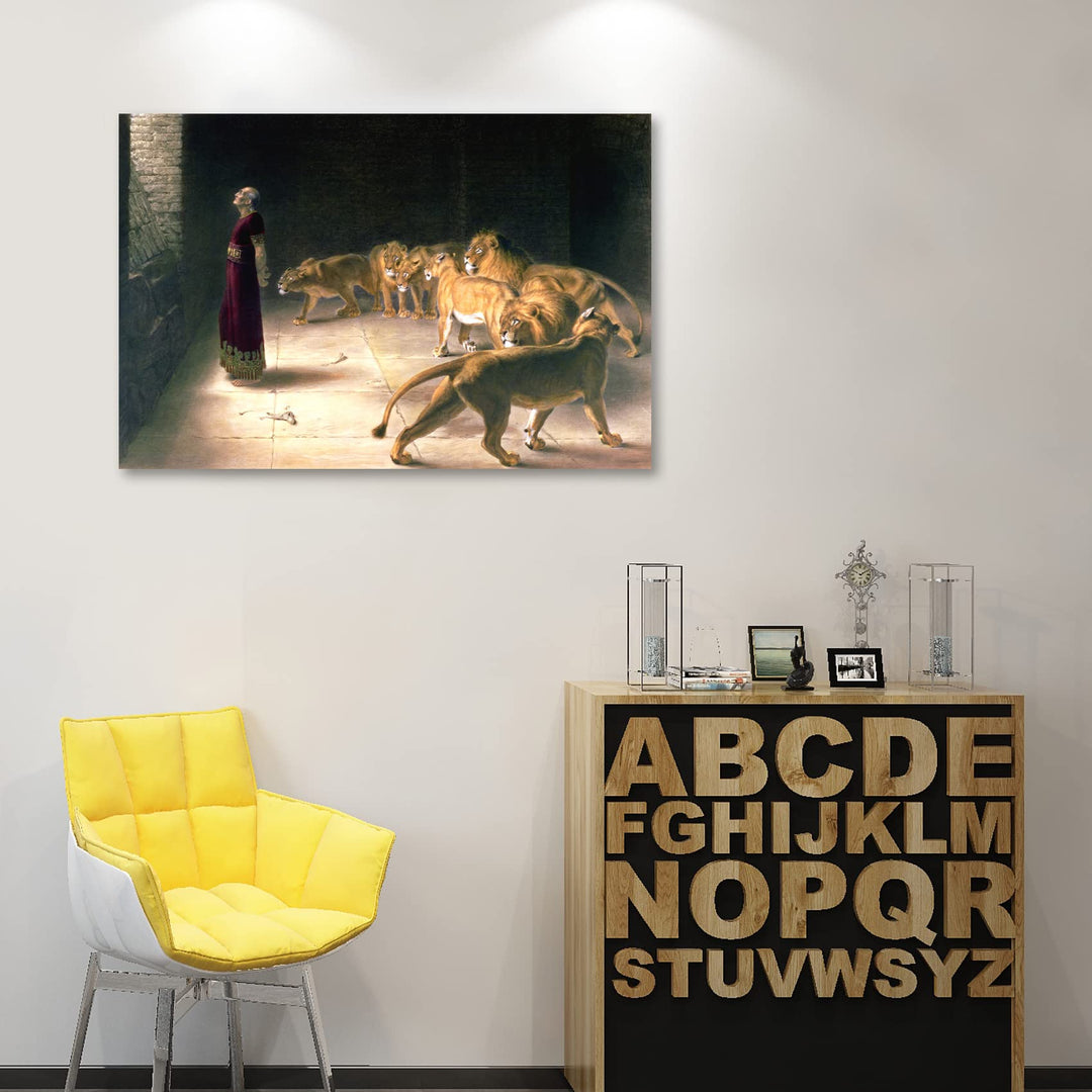 Wall Art Posters Daniel in The Lions Den (Daniel&#39;s Answer to The King) Canvas Art Posters for Living Room, Bedroom, Office, 12x18 unframed