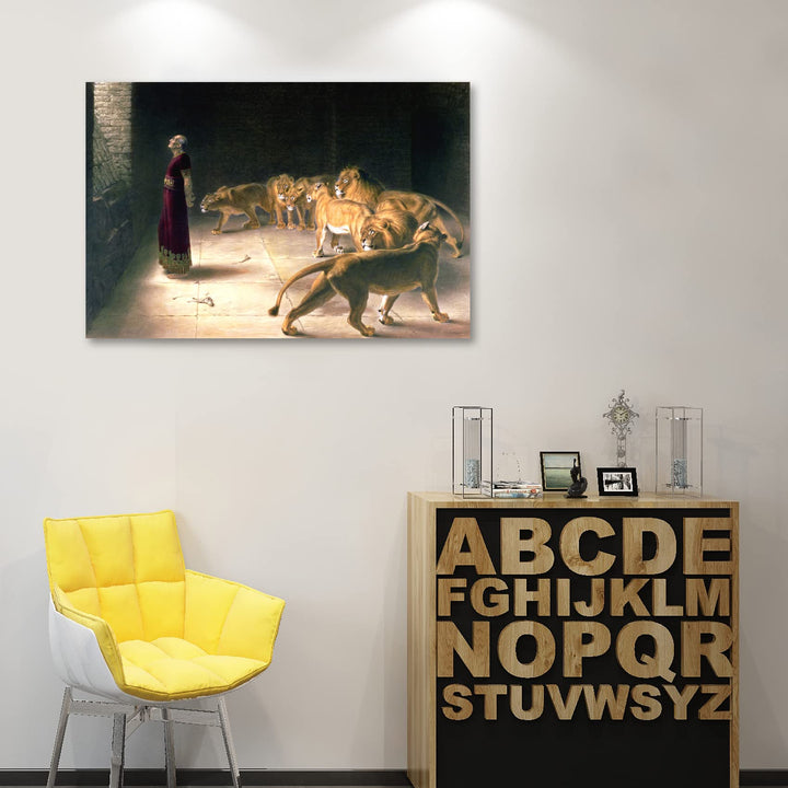 Wall Art Posters Daniel in The Lions Den (Daniel&#39;s Answer to The King) Canvas Art Posters for Living Room, Bedroom, Office, 12x18 unframed
