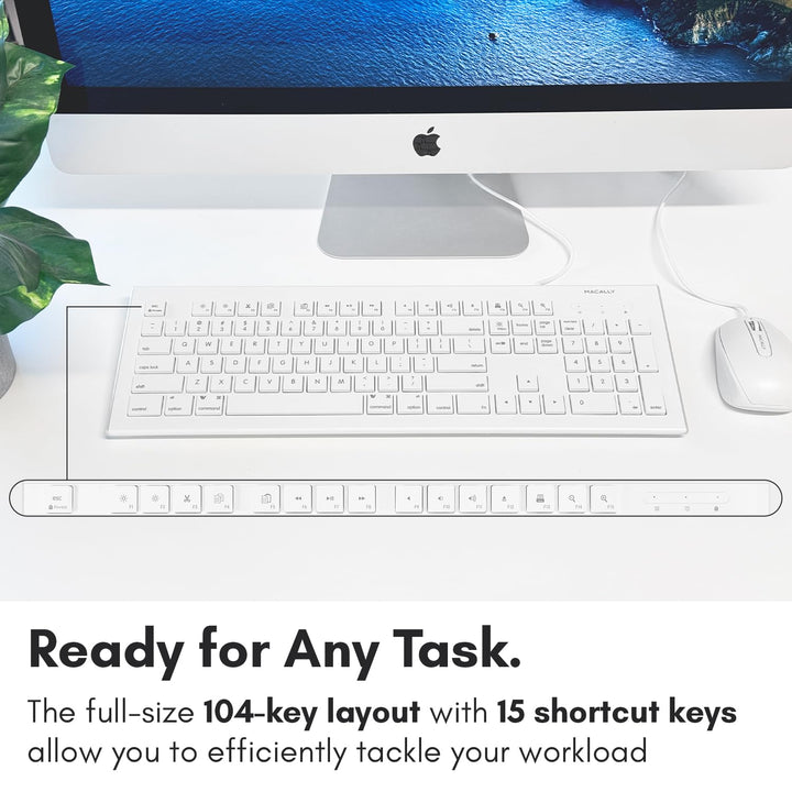 Macally 104 Key USB Wired Keyboard and Mouse Combo with