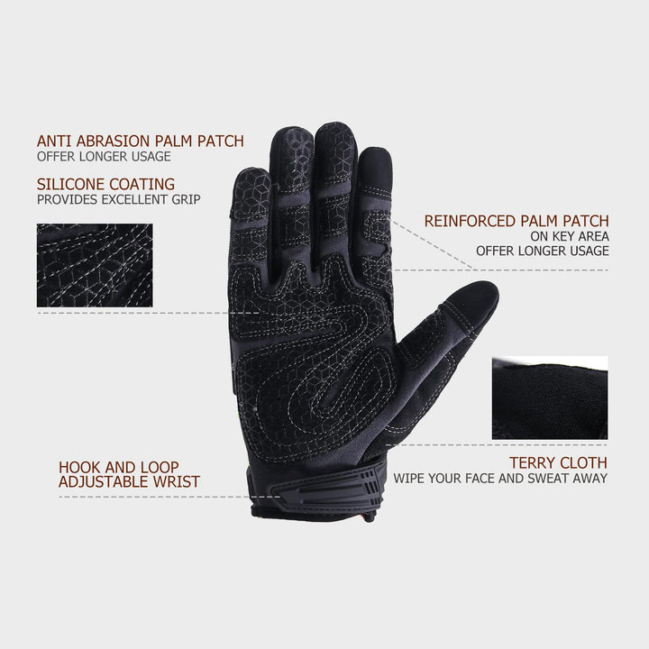 Utility Work Gloves, Men &amp; Women, Silicone Grip Synthetic Leather Work Gloves, TPR Protector, Breathable Mechanic Working Gloves with Touchscreen (L, Green)