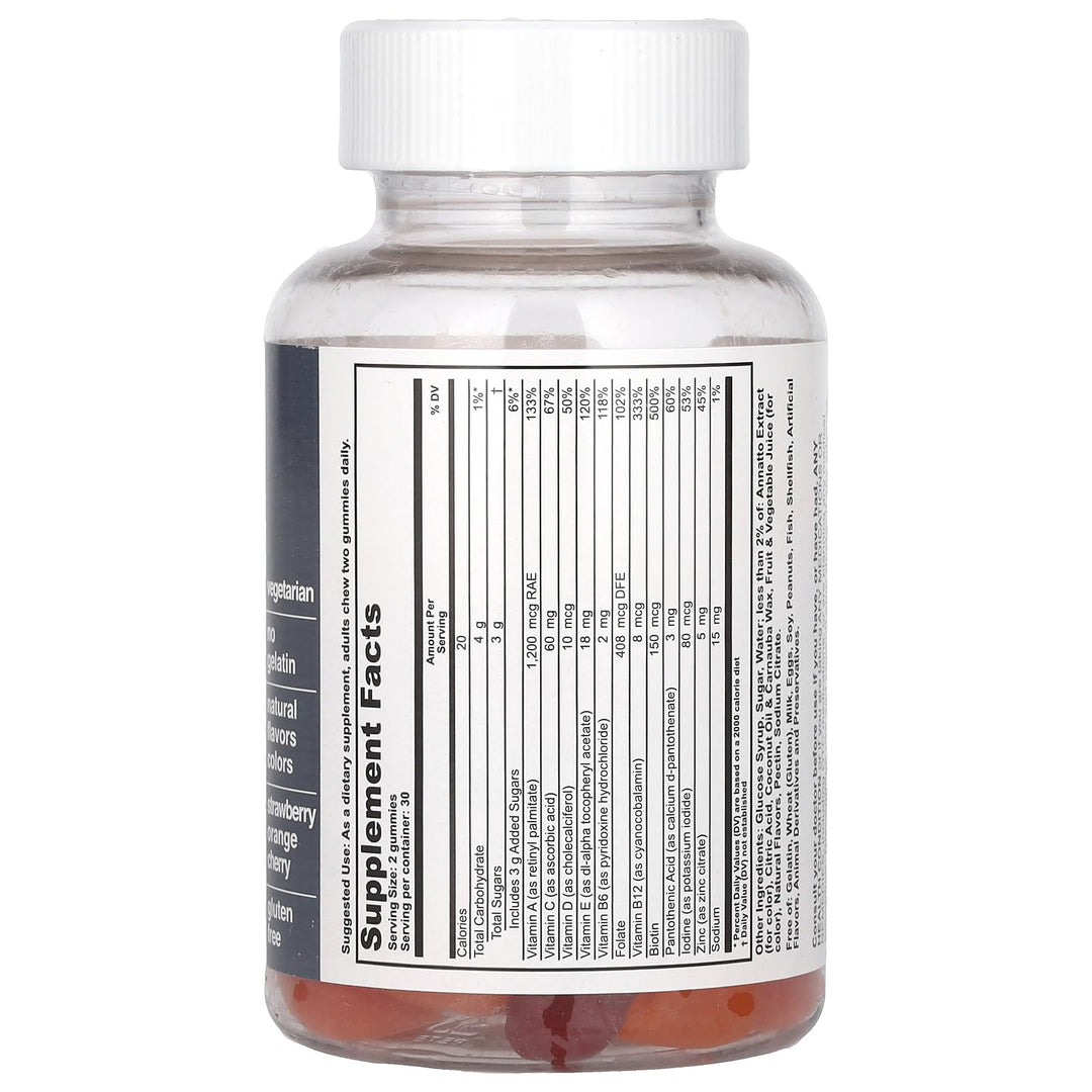 T.RQ Multi-Vitamin Gummy (Dietary Supplement), Natural Strawberry, Orange and Cherry, 60 Count