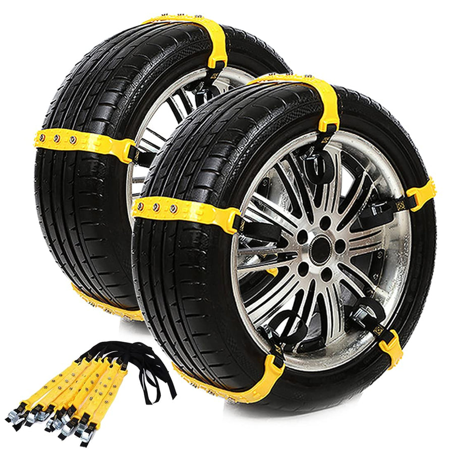 Snow Chains, Snow Tire Chains Car Anti Slip Adjustable Anti-Skid Chains Car Tire Snow Chains for Car/SUV 10Pcs (Yellow-1) Truck Width 7.3”-11.7”(185mm-295mm)