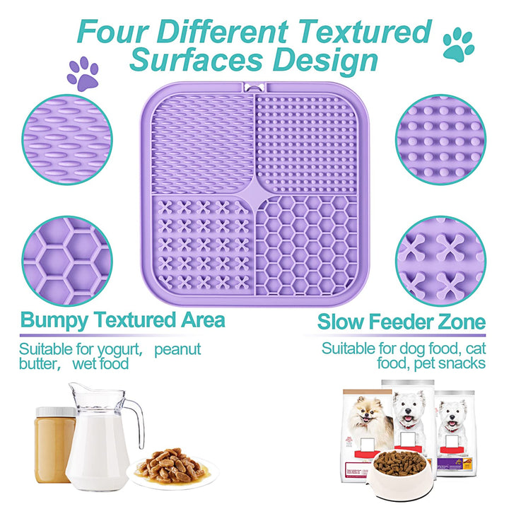 Lick Mat for Dogs &amp; Cats 2 Pack with Suction Cups, Dog Lick Mat for Anxiety Relief, Dog Toys to Keep Them Busy, Peanut Butter Licking Pad for Boredom Reducer, Perfect for Bathing Grooming
