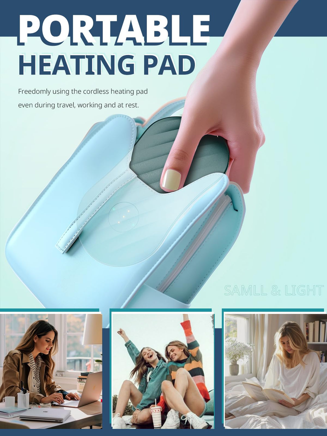 Heating Pad for Period Cramps, Portable Cordless Heating Pad for Menstrual Pain Relief Electric Heat Belt, FSA HSA Eligible, Constant Working, Gifts for Women Girl, Pink