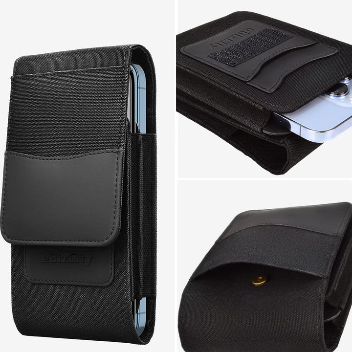 Dual Phone Holster Pouch Suitable for iPhone 15/14/13/12/11/15Pro/14Pro/13Pro/12Pro, Samsung, Motorola with Wallet Holster Card Holder,Phone Pouch for Belt,Phone Protective Holster