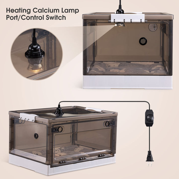 Pet Oxygen Chamber, Puppy Incubator for Newborn Puppy and Kitten, Nebulized Oxygen Critical Care Unit for Dog and Cat, with Kitten Bottle Feeding Kit and Pet Warming Lamp, Thermometer and Cotton Pad