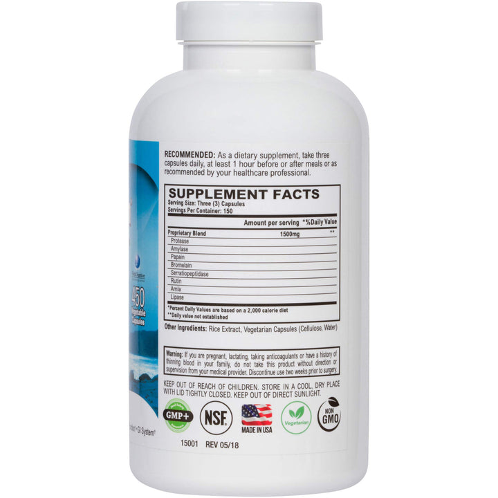 Original Proteolytic Systemic Digestive Enzyme Formula Serrapeptase Source | Immune and Joint Support Increase Blood Flow Cardio Function | Healthy Men Women (450 Capsules)